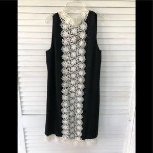 ECI Cocktail silk shift dress with lace detail